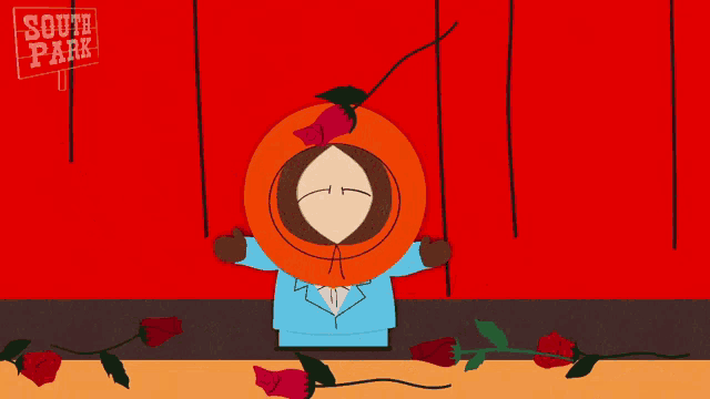 a cartoon of kenny from south park is surrounded by roses