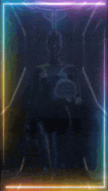 a computer generated image of a person with a glowing flower in front of them
