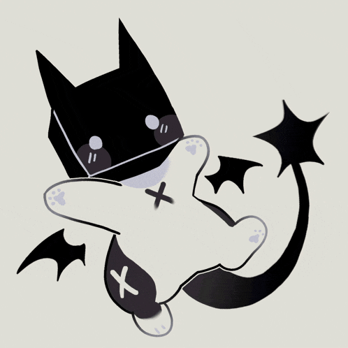 a black and white drawing of a cartoon character with a cross on its chest