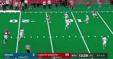 a football game between drake and south dakota is being played