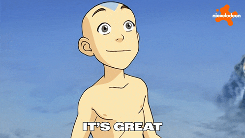 a cartoon character with the words it 's great on the bottom right