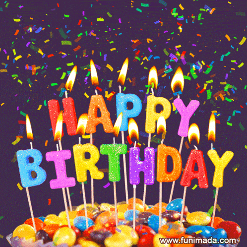 a birthday cake with candles that say happy birthday on it