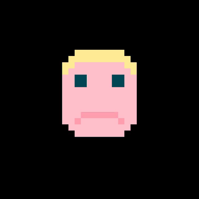a pixel art drawing of a sad face with tears coming out of it 's eyes .