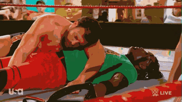 a wrestling match is being broadcast live on usa network