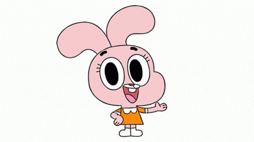 gumball from the amazing world of gumball is wearing an orange dress and smiling .