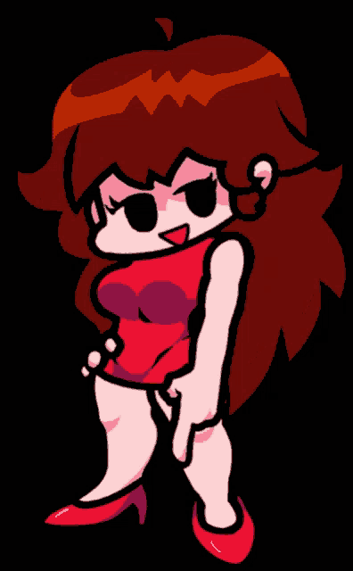 a cartoon of a woman in a red dress and heels