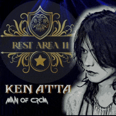 a poster for ken atta man of crcm with a picture of him