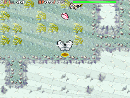 a video game screen shows a butterfly with a hp of 85/85