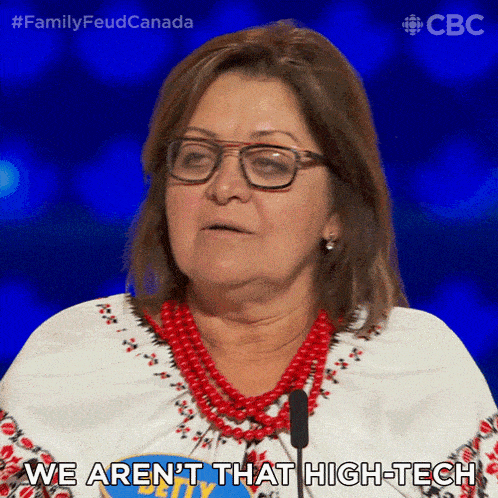We Aren'T That High-tech Betty GIF - We Aren'T That High-tech Betty Family Feud Canada GIFs