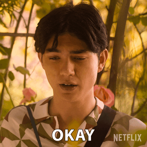 a young man says okay in front of a netflix sign