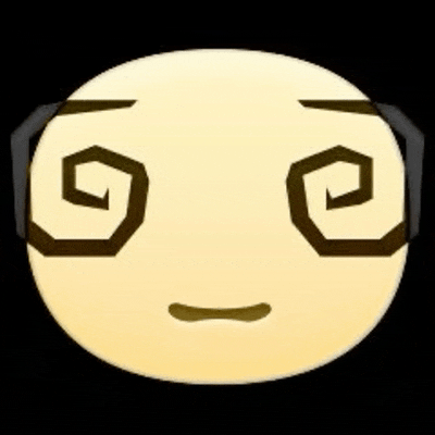 a cartoon smiley face with headphones on and a swirl in the eyes .