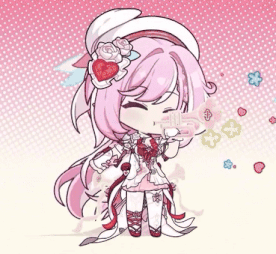 a little girl with pink hair is blowing bubbles with a trumpet .