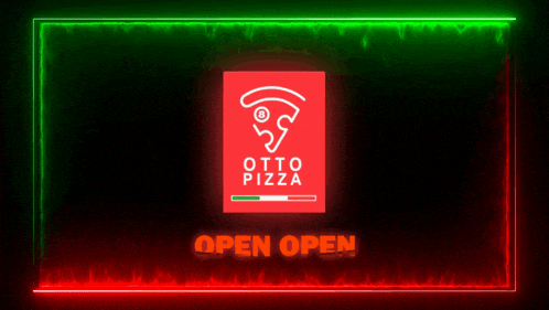a neon sign for otto pizza says open open