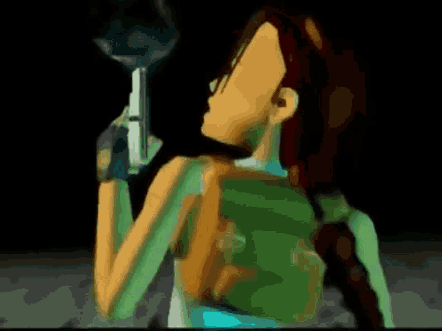 a cartoon of a woman holding a gun in her hand
