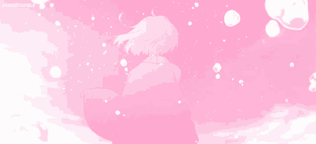 a picture of a girl with pink hair and a pink background that says ' sews2 tumblr ' on it