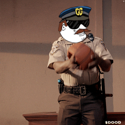 a cartoon of a police officer wearing a gg hat