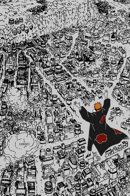 a black and white drawing of a city with the word xamboy on the bottom right