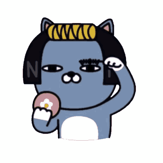 a cartoon cat with the letter n on it