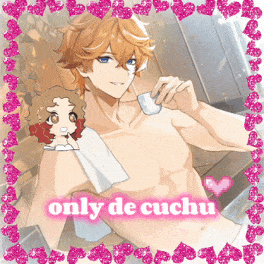 a picture of a man with a towel around his neck and the words only de cuchu