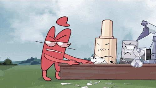 a cartoon drawing of a bottle of nail polish standing next to a spray bottle