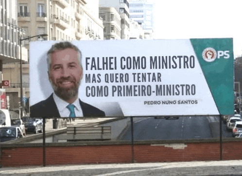 a billboard for pedro nuno santos has a picture of a man on it