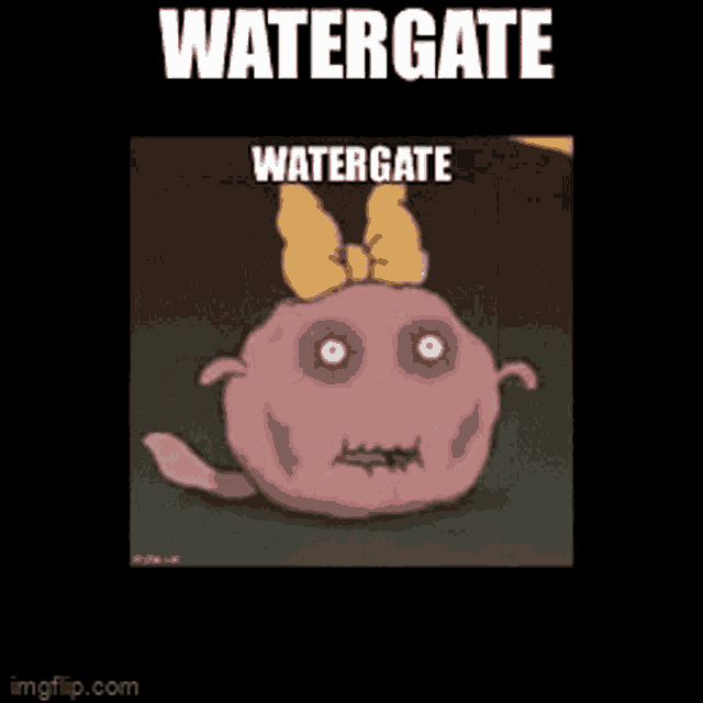 a cartoon character with a bow on her head and the words watergate watergate on the bottom