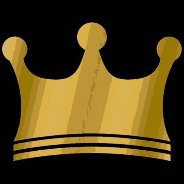 a gold crown with a white and black stripe on it