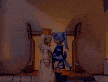 a girl wearing a crown kisses another girl