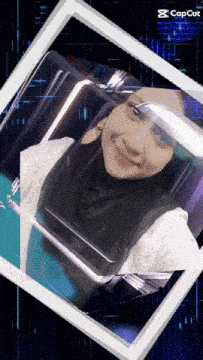 a picture of a woman in a cube with the word capcut on the bottom
