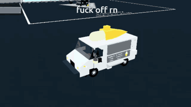 a cartoon drawing of a food truck that says " fuck off rm "