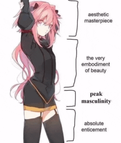 a picture of a girl with pink hair and the words aesthetic masterpiece