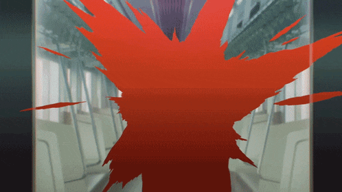 a painting of a bloody explosion in a room