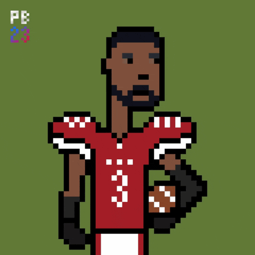 a pixel art of a football player with the number 3 on his uniform
