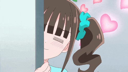 a cartoon girl with a blue bow in her hair