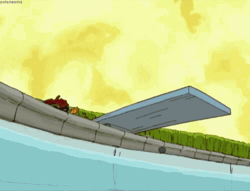 a cartoon of a person jumping into a swimming pool with the caption peteneems