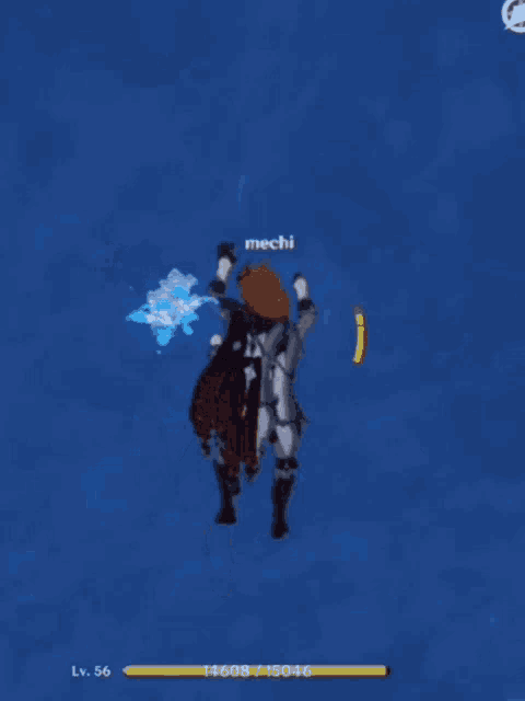 a video game character is flying through the air while holding a sword and a banana .
