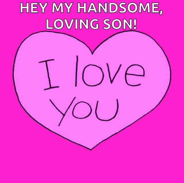 a pink heart that says i love you on it