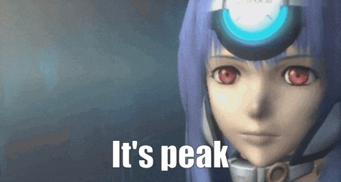a video game character says it 's peak in front of her