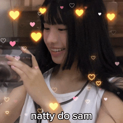 a picture of a girl with hearts around her and the words natty do sam