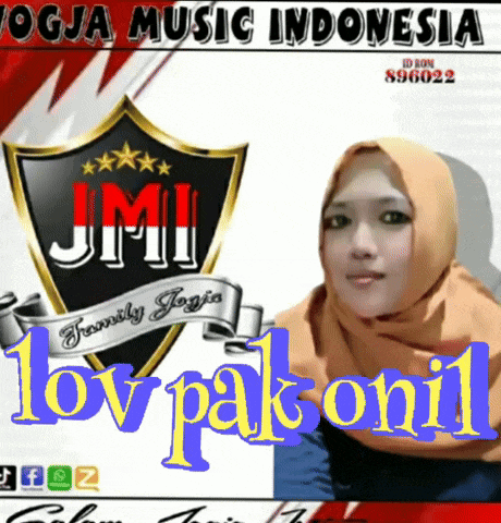 a woman in a hijab stands in front of a jmi logo