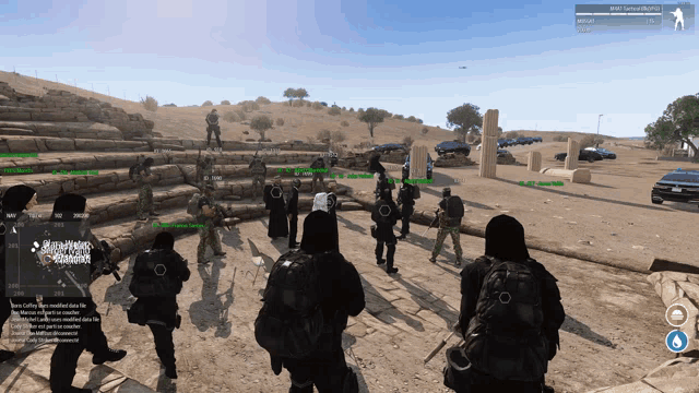 a screenshot of a video game shows a group of soldiers standing in a circle