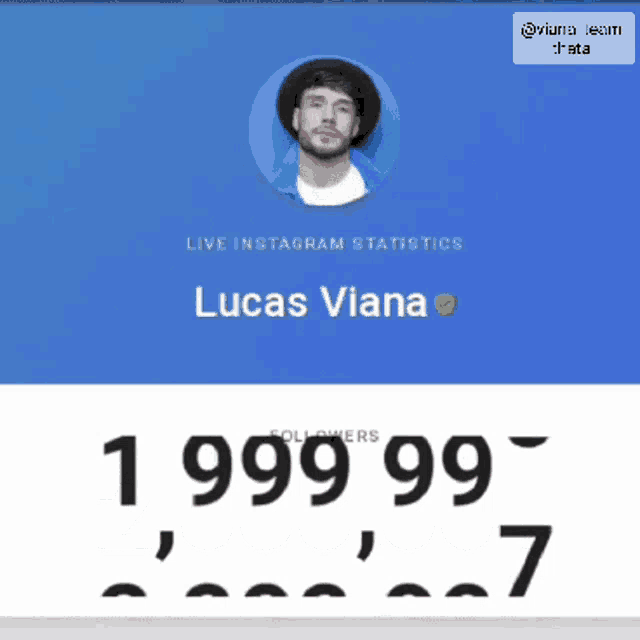 lucas viana 's live instagram statistics page with a picture of a man in a hat