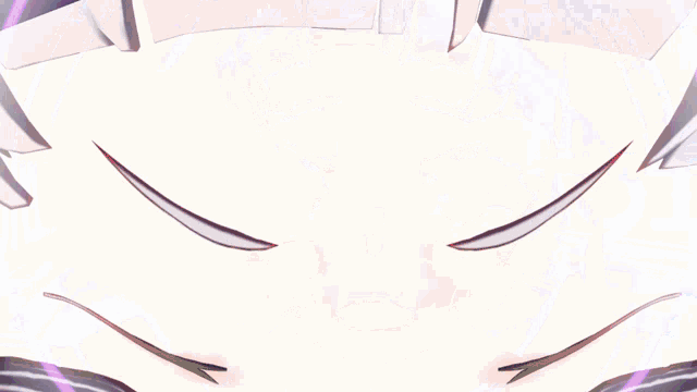 a close up of a girl 's face with gray hair and yellow eyes