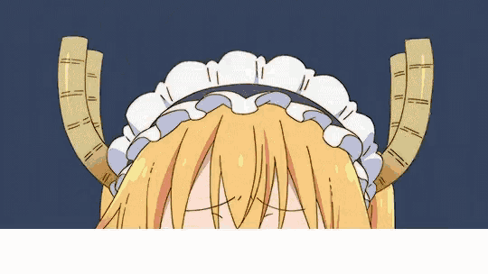 a close up of a cartoon character 's head with horns and a maid 's hat .