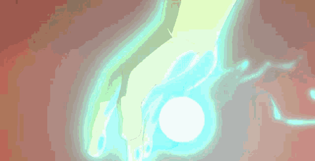 a person 's hand is reaching out towards a white light