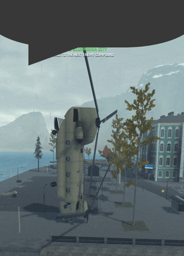 a video game screen shows a helicopter with a message that says " prepare to the next enemy compound " on the bottom