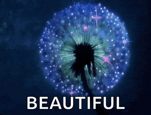 a dandelion with the word beautiful written on it