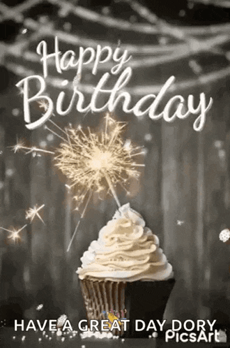 a cupcake with whipped cream and sparklers on top of it .