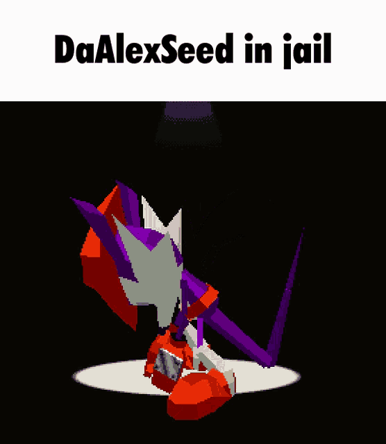 a cartoon of a robot with the words da alexseed in jail above it