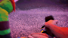 a pixelated image of a person laying on the ground with a purple background